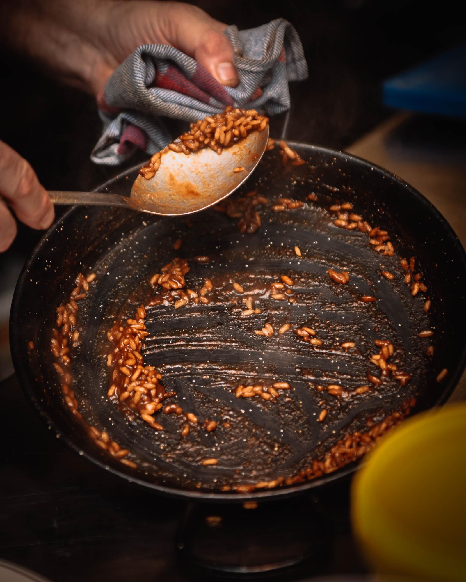 Close-up of caramelizing pan